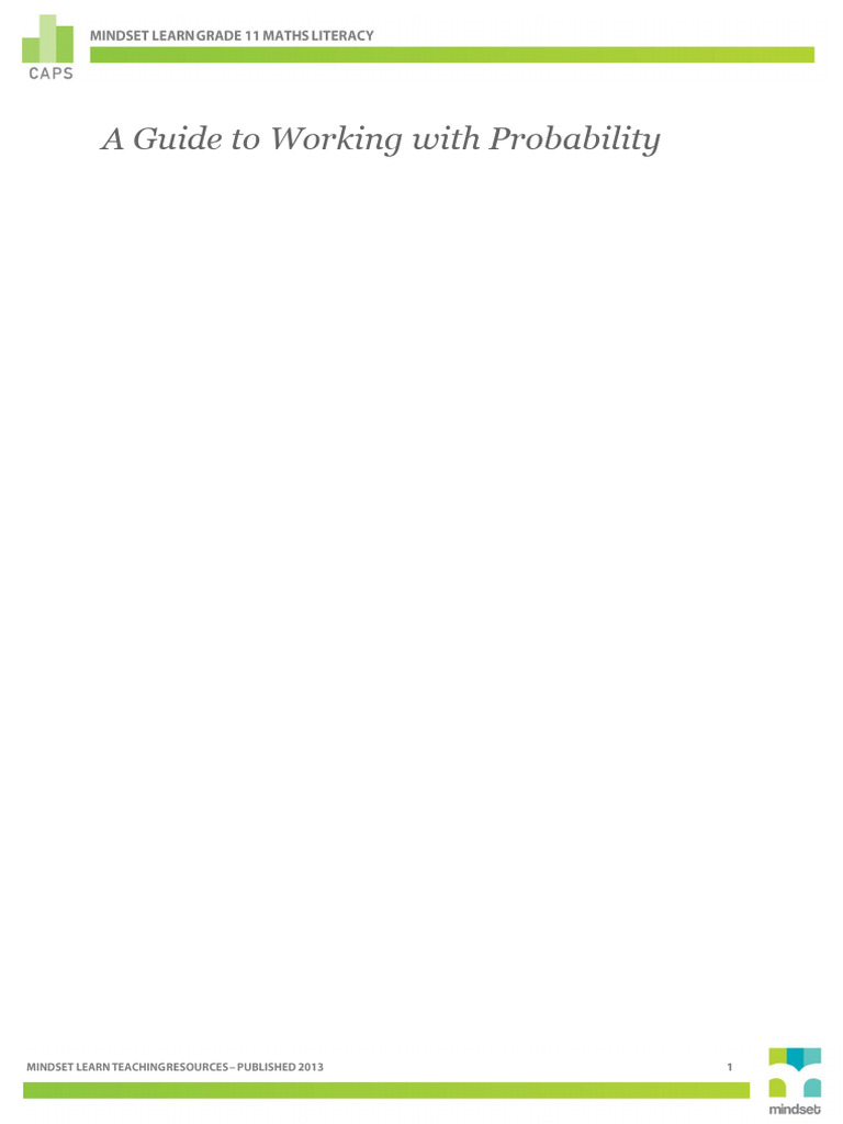 Maths Lit 11-3 a Guide to Working With Probability | PDF | Probability ...