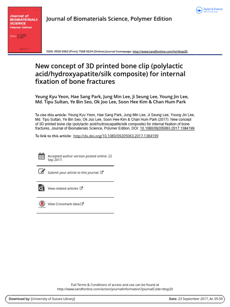 New Concept of 3D Printed Bone Clip (Polylactic Acid/hydroxyapatite ...