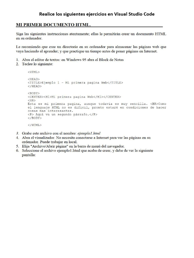 Realice Los Siguientes Ejercicios en Visual Studio Code | PDF