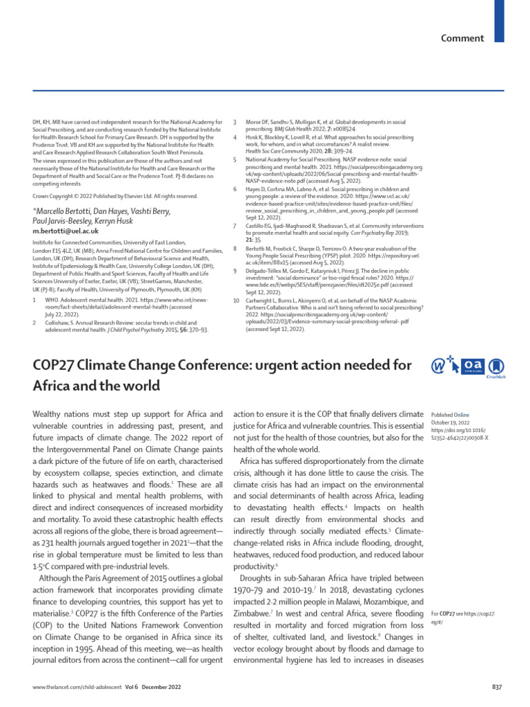 COP27 Climate Change Conference Urgent Action Nee | PDF | Climate ...