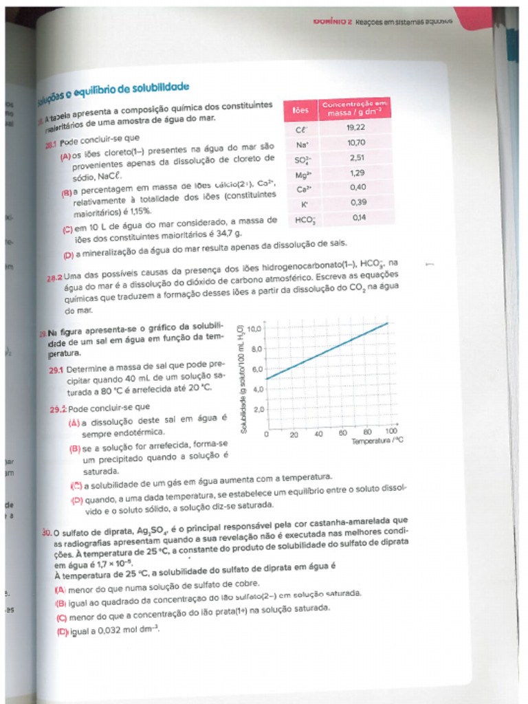 Exercícios Solubilidade - Exame2024 | PDF