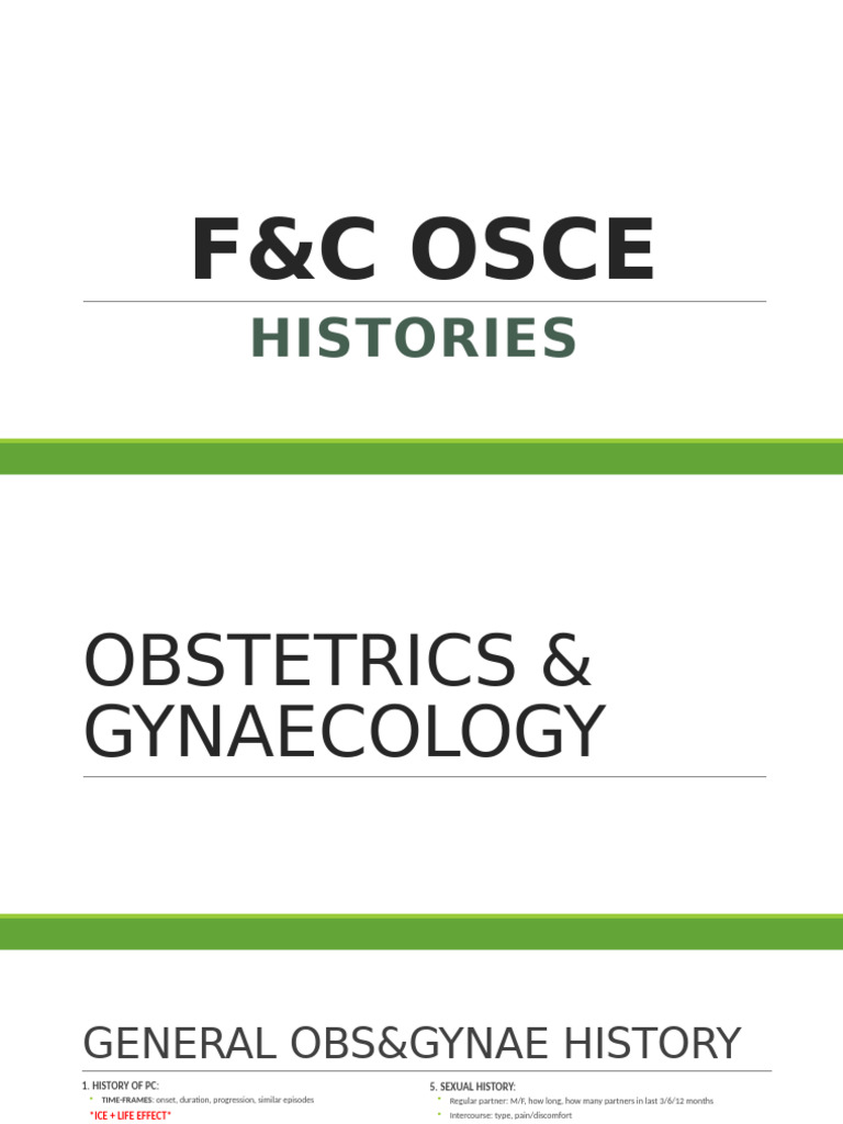 F&C Osce - Histories | PDF | Menopause | Pregnancy