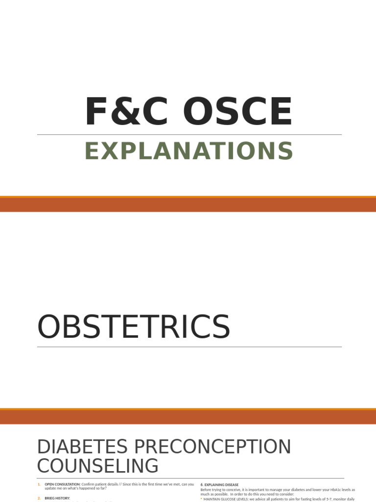F&C Osce - Explanations | PDF | Childbirth | Hormone Replacement Therapy