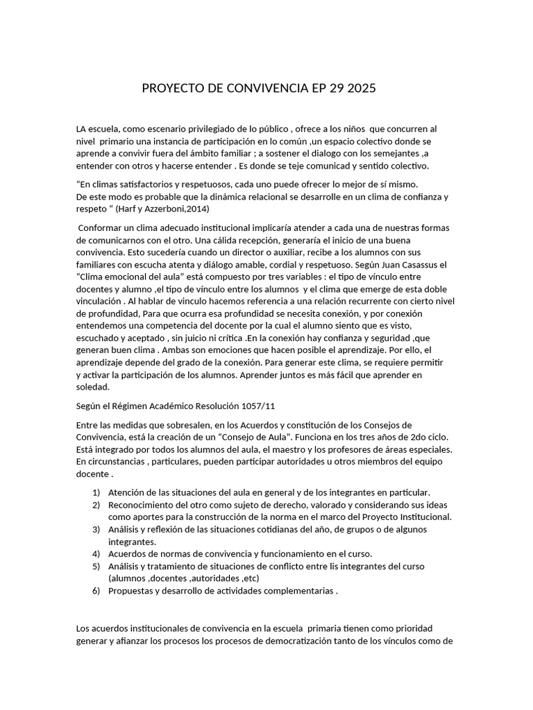 Acuerdos de Convivencia Ep 29 2025 Martes | PDF | Salón de clases ...
