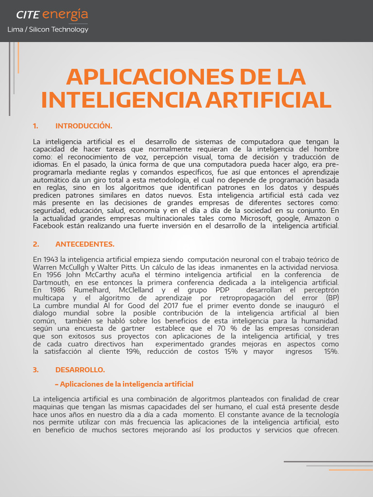 Aplicaciones de la Inteligencia Artificial | PDF | Inteligencia ...