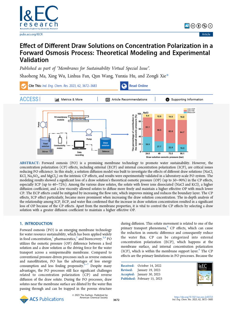 Effects of Draw Solutions on FO Polarization | PDF | Osmosis | Diffusion