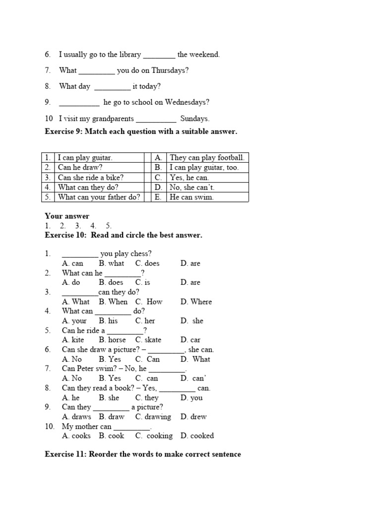 English Grammar Exercises for Beginners | PDF