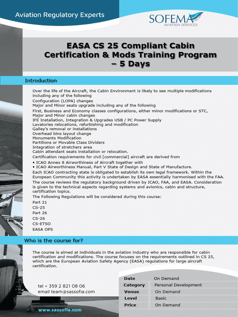 EASA CS-25 Cabin Certification Training | PDF | Aviation | Aircraft