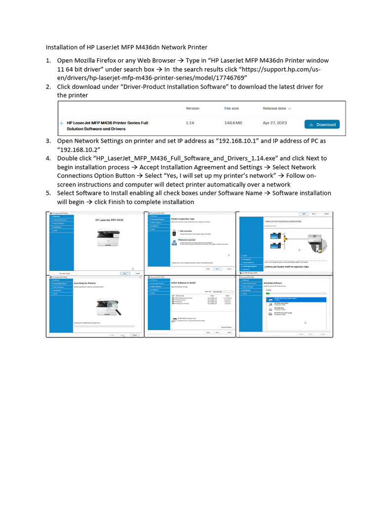 HP MFP M436dn Driver Installation Guide | PDF