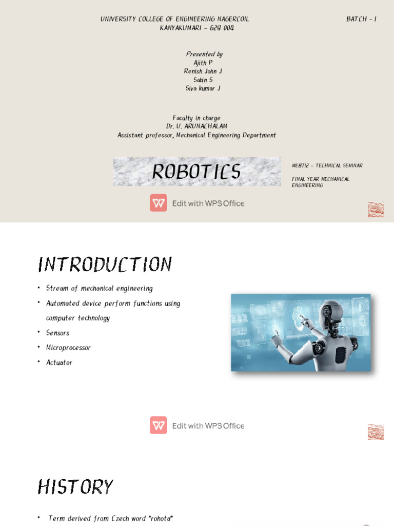 Overview of Robotics in Mechanical Engineering | PDF | Robot | Robotics