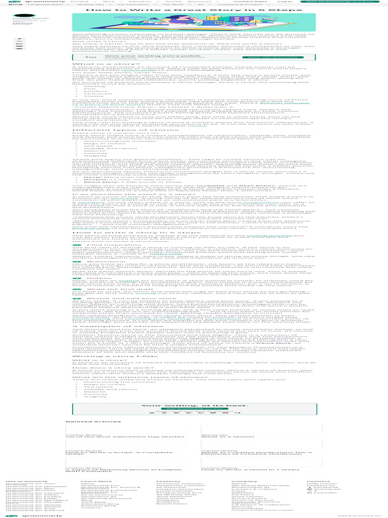 How To Write A Great Story in 5 Steps Grammarly | PDF | Novella