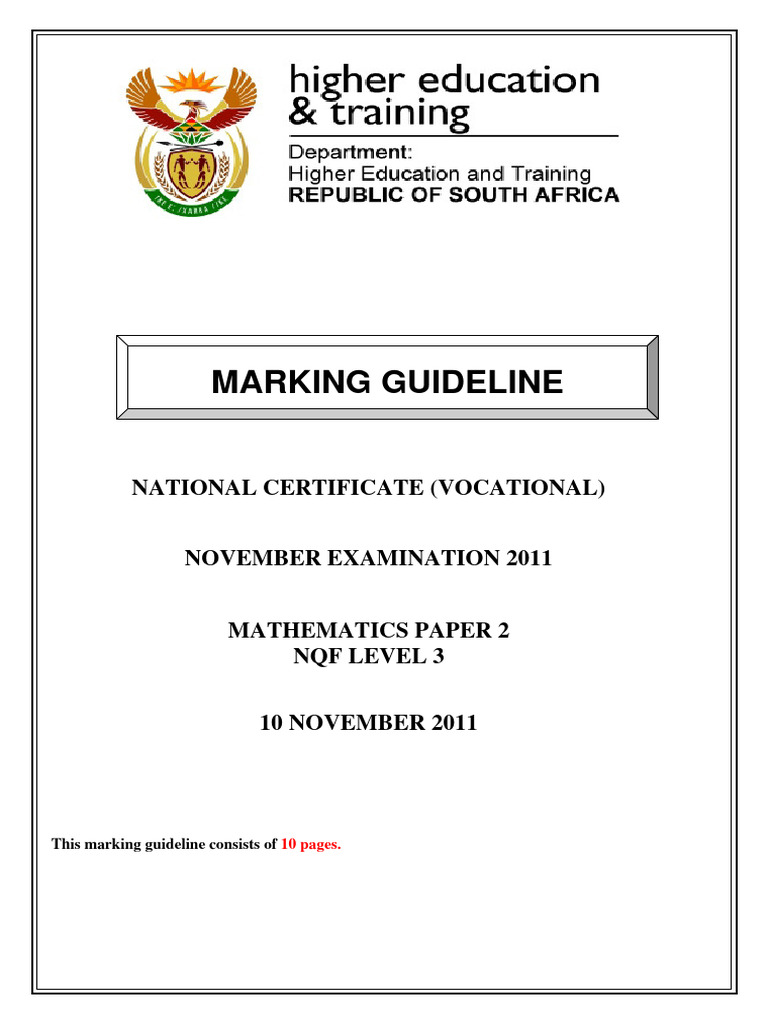 2011 Nov P2 Maths Memo L3 | PDF | Mathematics