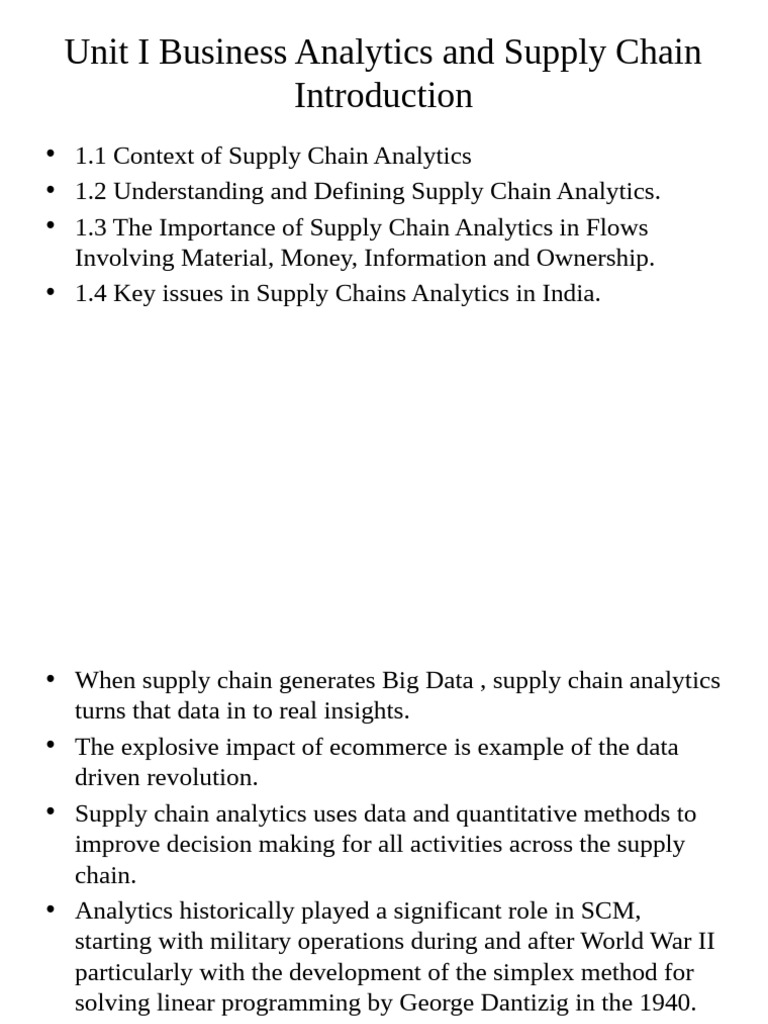 Supply Chain Analytics Overview | PDF | Analytics | Supply Chain