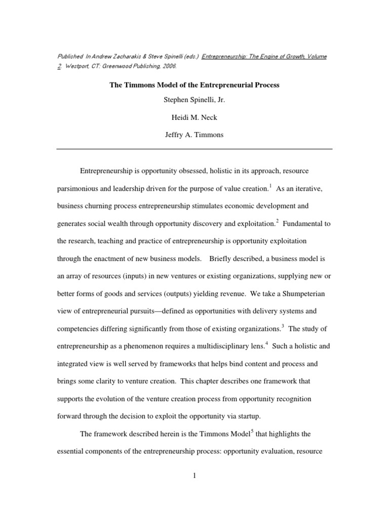 Timmons Model of Entrepreneurship Components | PDF | Venture Capital ...