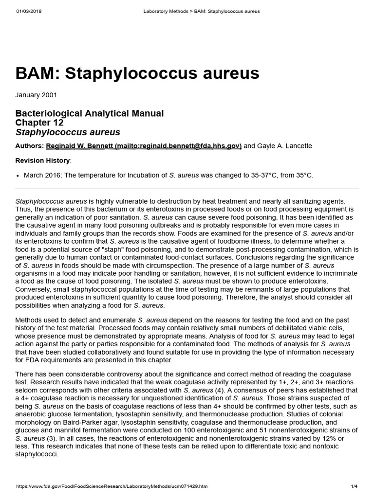 Staphylococcus aureus Detection Methods | PDF | Foodborne Illness ...