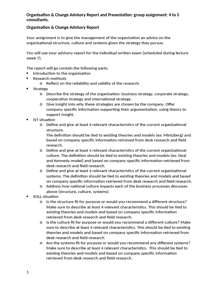 Advisory Report on Org Structure & Culture | PDF | Information ...