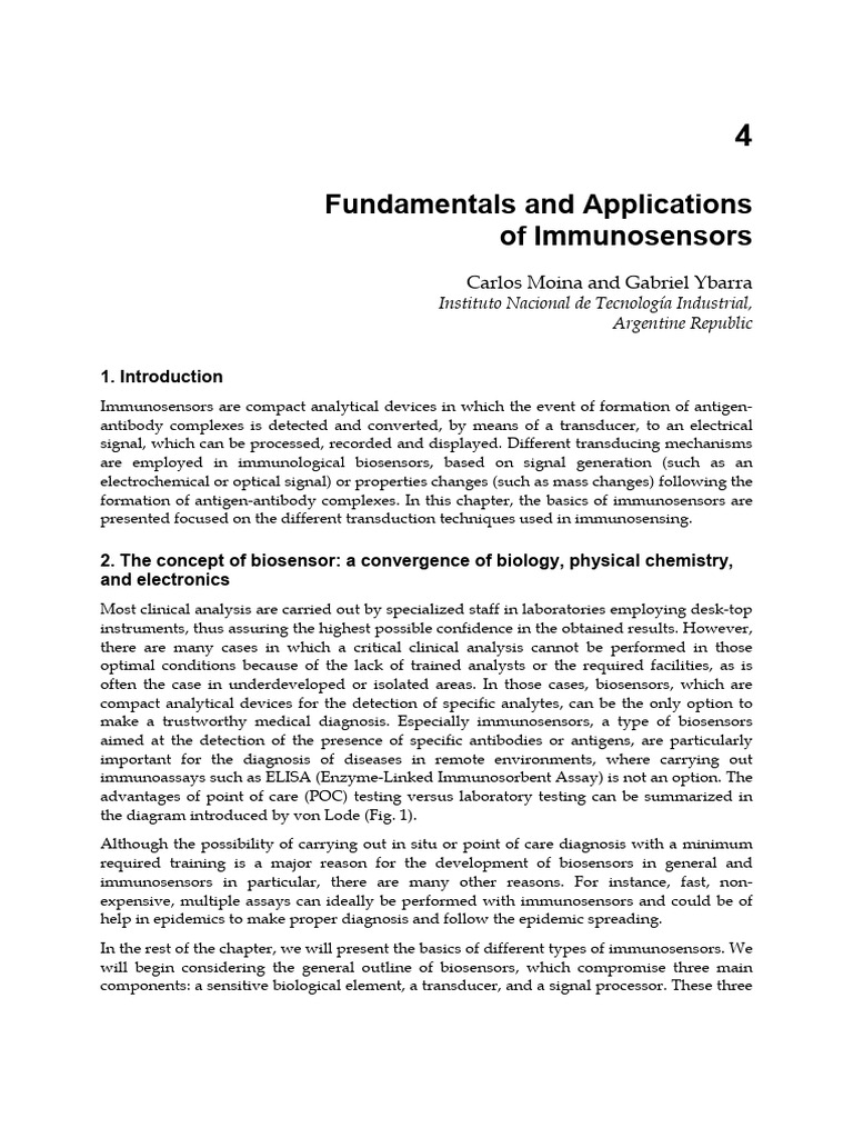 InTech-Fundamentals and Applications of Immunosensors | PDF | Biosensor ...