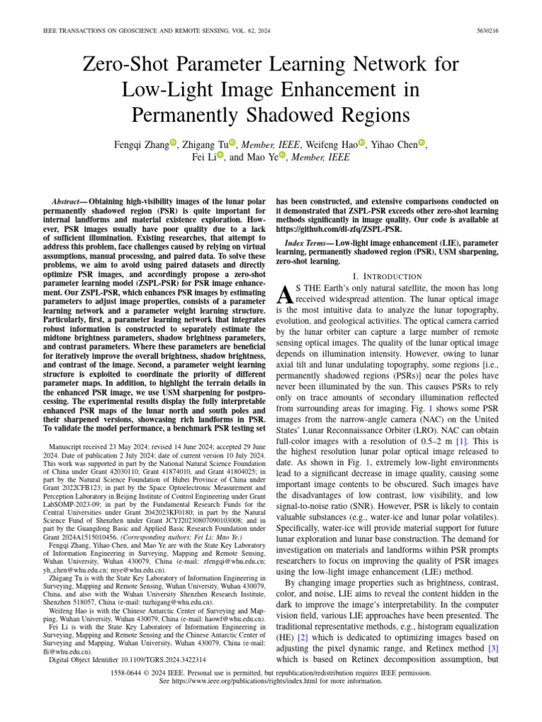 Zero-Shot Parameter Learning Network For Low-Light Image Enhancement in ...