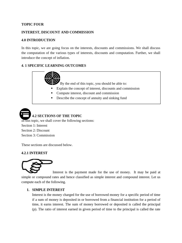Interest, Discounts, and Commissions Explained | PDF | Interest ...