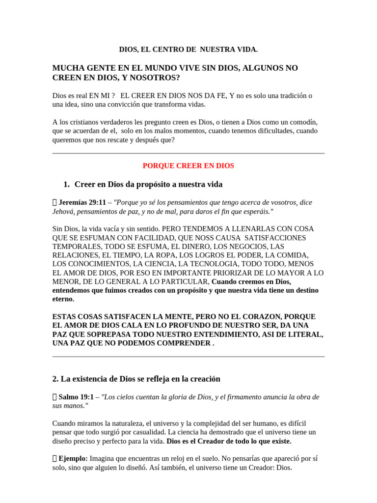 Dios: El Centro de Nuestra Vida | PDF | Dios | Vida eterna (cristianismo)