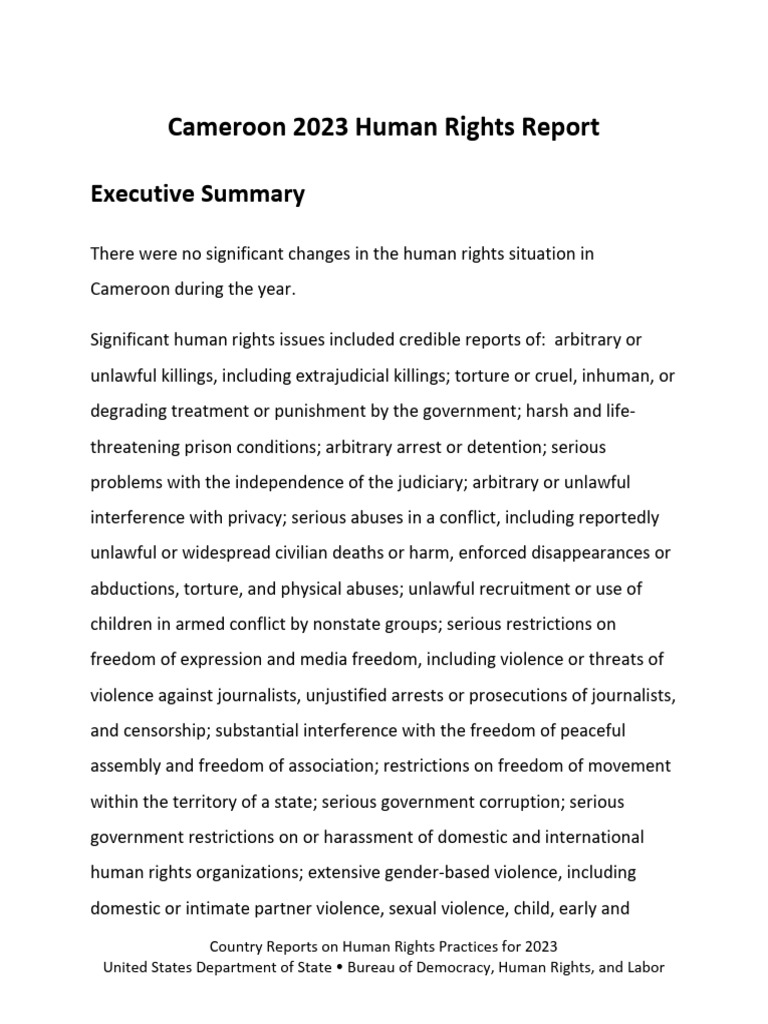 2023 Cameroon Human Rights Overview | PDF | Detention (Imprisonment ...