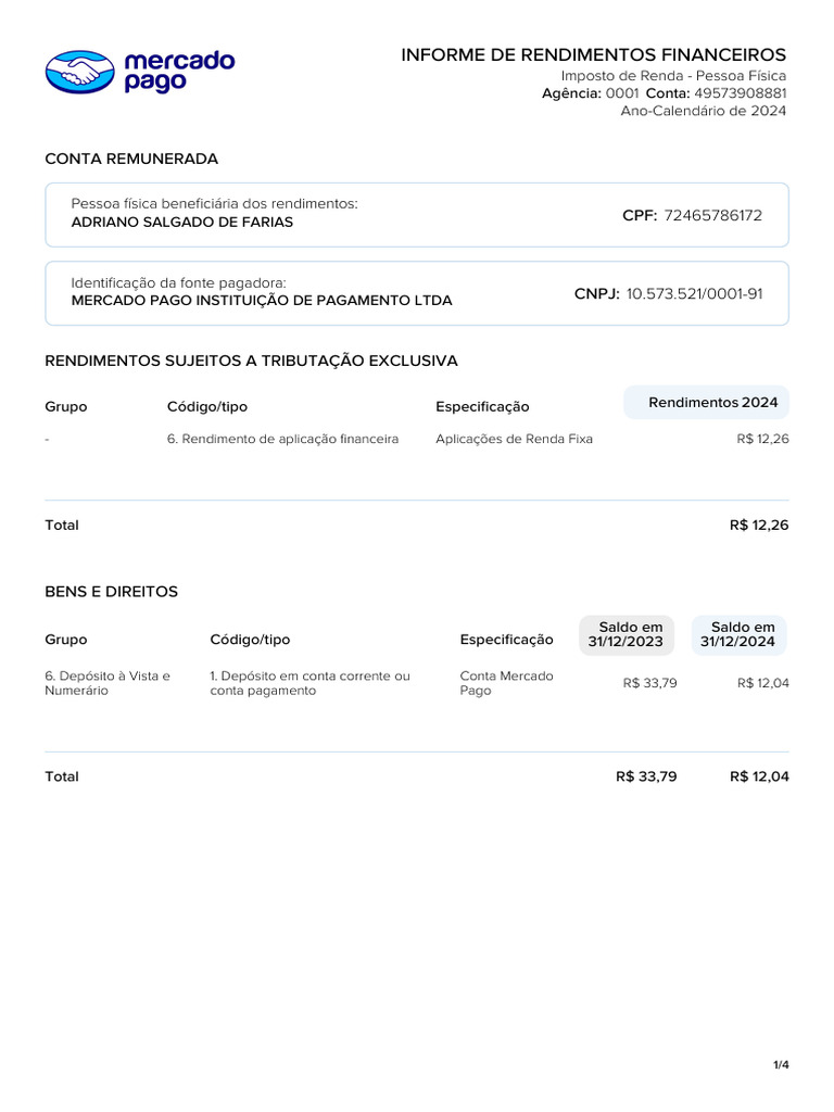 Dirf 20250317124545 2465 | PDF | Comprovante de depósito | Bitcoin