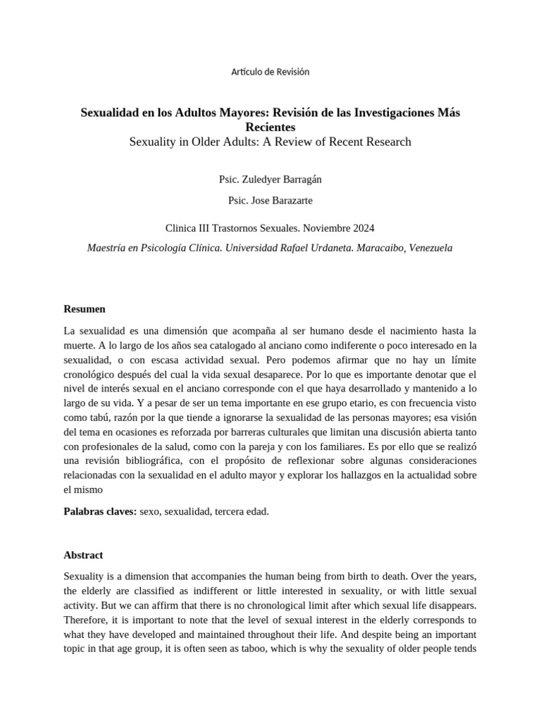 Sexualidad Tercera Edad APA Format | PDF | Vejez | Adultos