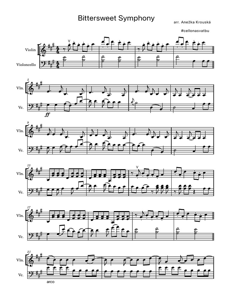 Bittersweet Symphony Sheet Music PDF