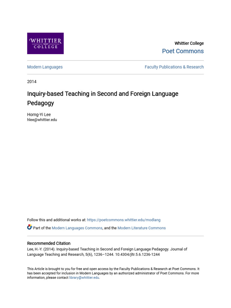 Inquiry-Based Teaching in Language Pedagogy | PDF | Inquiry Based ...