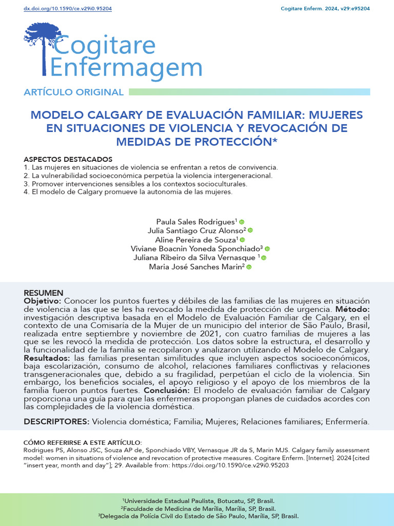 Modelo Calgary de Evaluacion Familiar Mujeres en S | PDF | Agresión ...