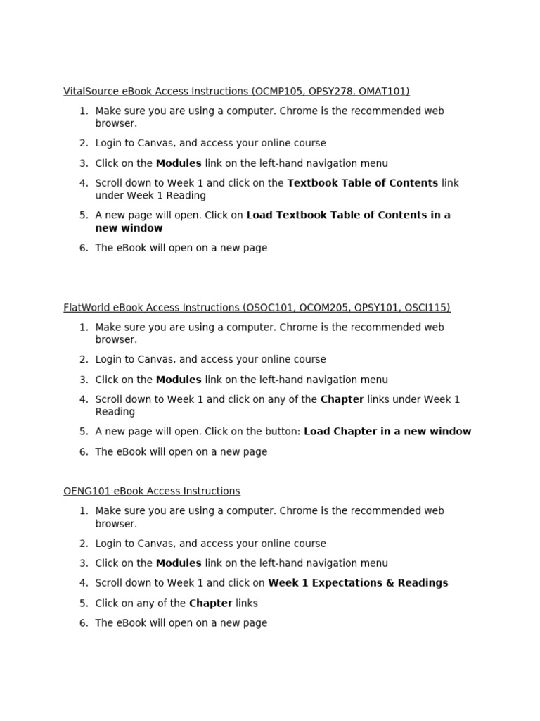 eBook Access Instructions for Courses | PDF
