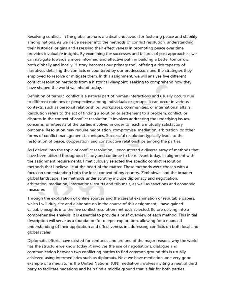 Historical Methods of Conflict Resolution | PDF | Mediation | Arbitration