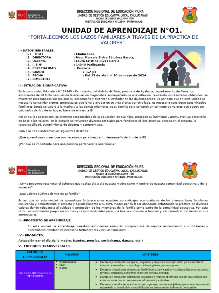 Unidad de Aprendizaje N 1 | PDF | Aprendizaje | Evaluación