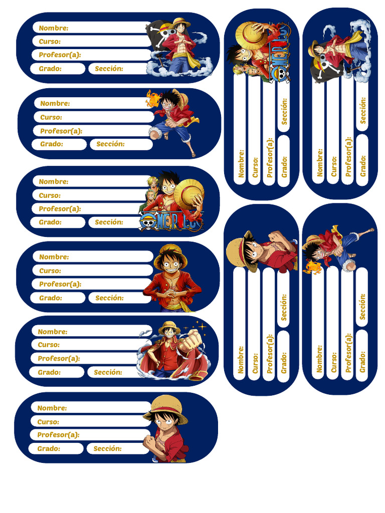 Etiquetas y Carátulas de Luffy | PDF