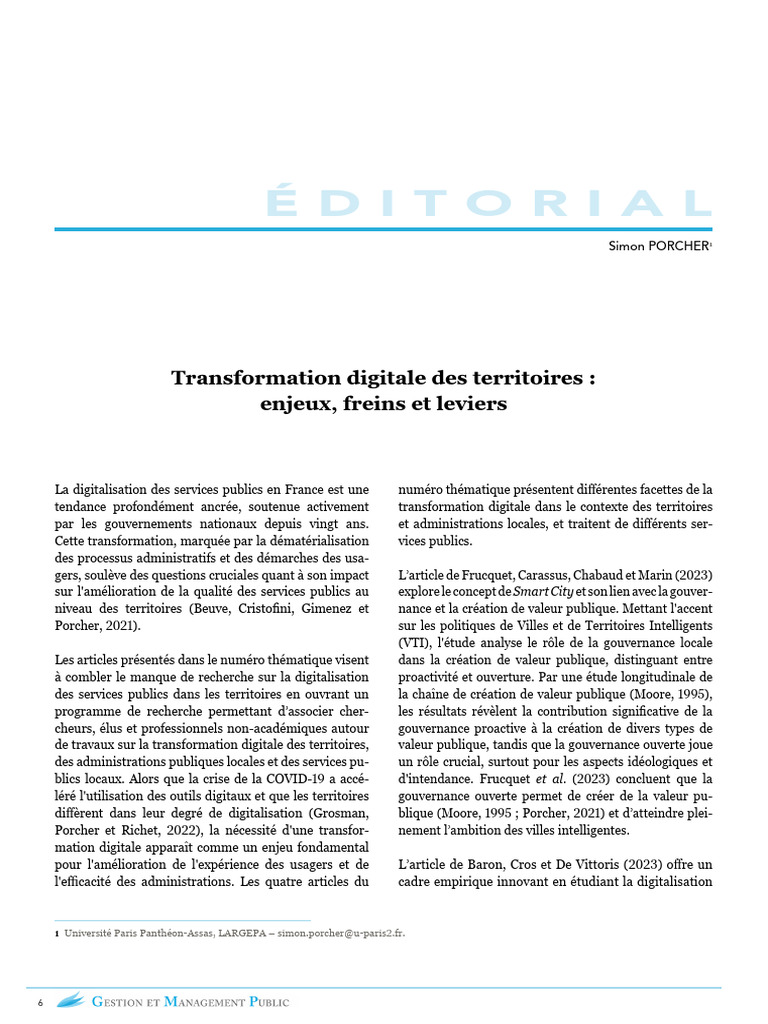 Gouvernance et transformation digitale des territoires | PDF ...