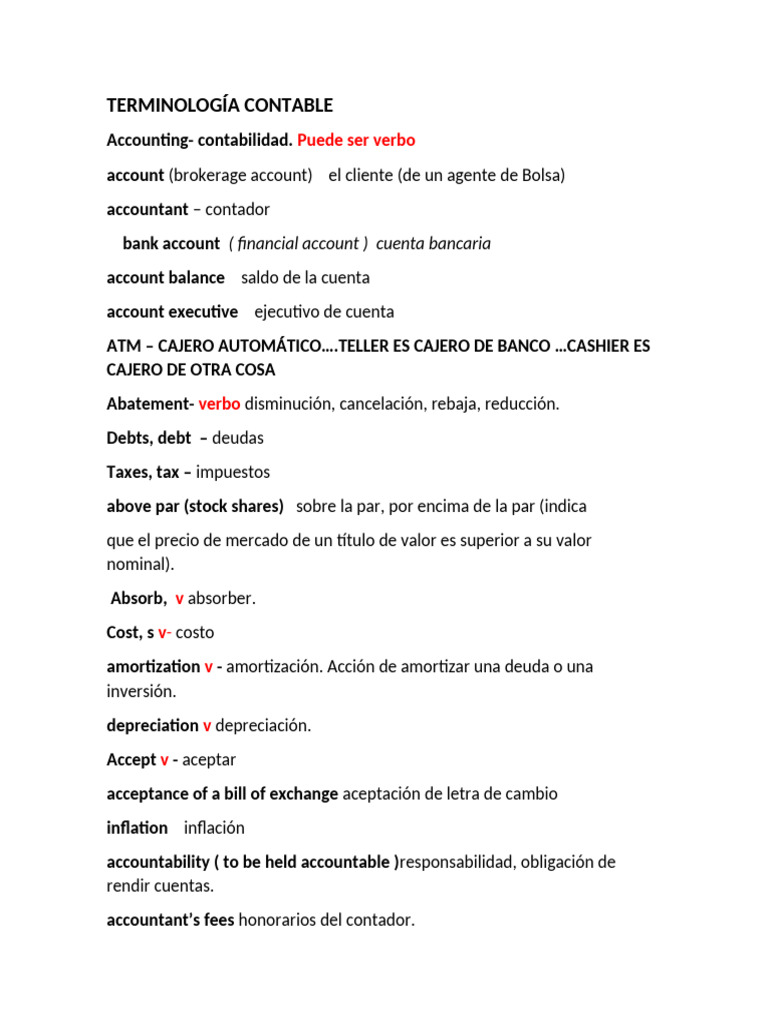 Glosario de Términos Contables | PDF | Contabilidad | Contabilidad ...