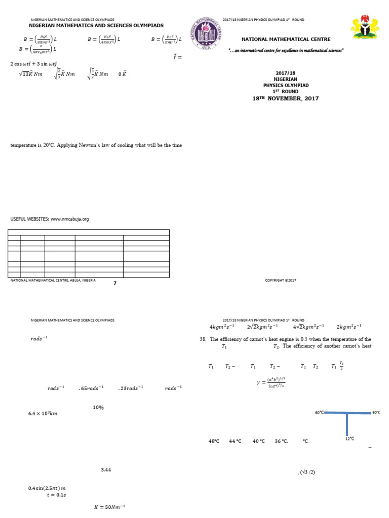 Physics Olympiad First Round 2017 Pdf Inductance Force
