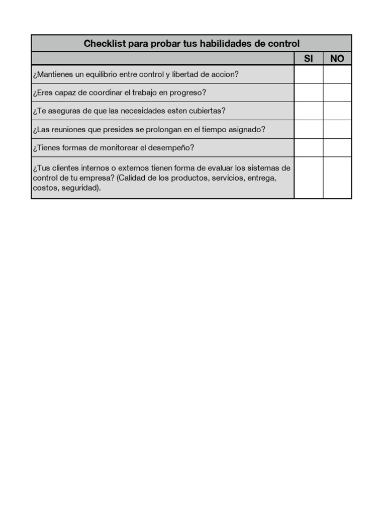 Checklist de Habilidades de Control | PDF