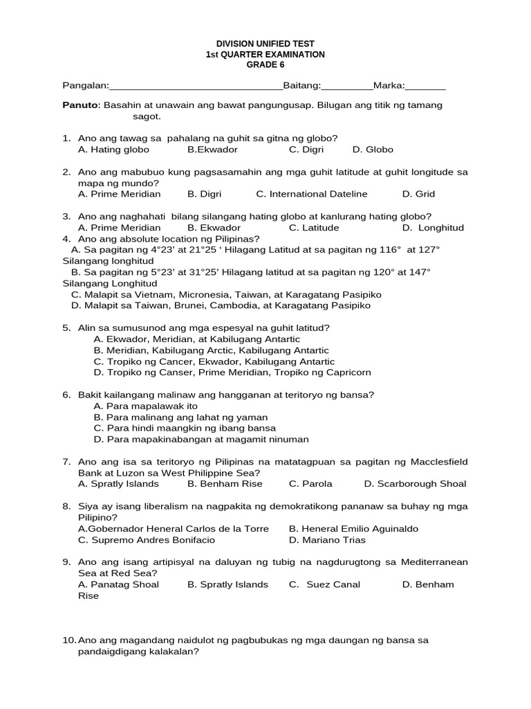 Test Question Ap 6 | PDF