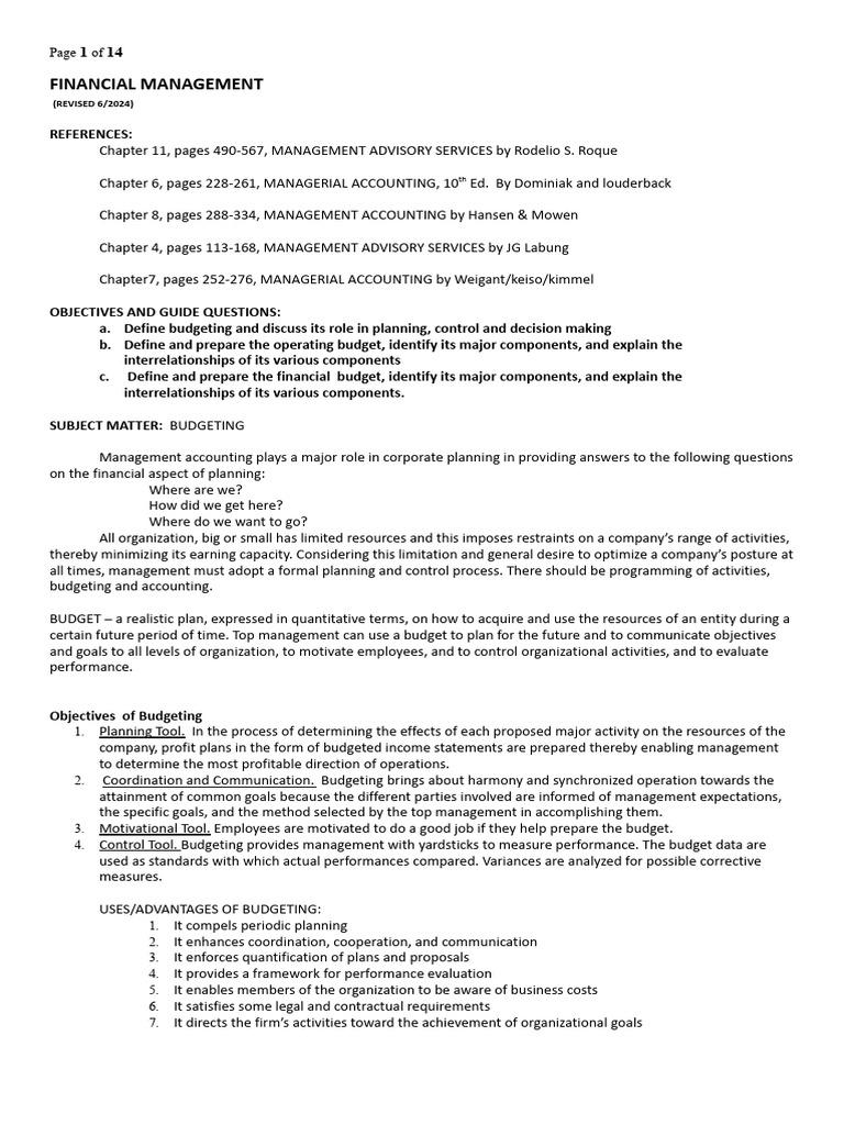 Budgeting in Financial Management Guide | PDF | Expense | Budget