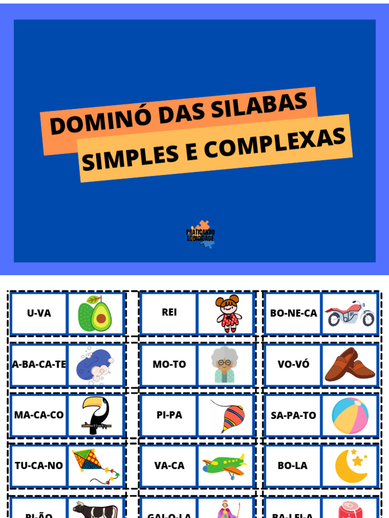 Dominó de Sílabas Simples e Complexas | PDF