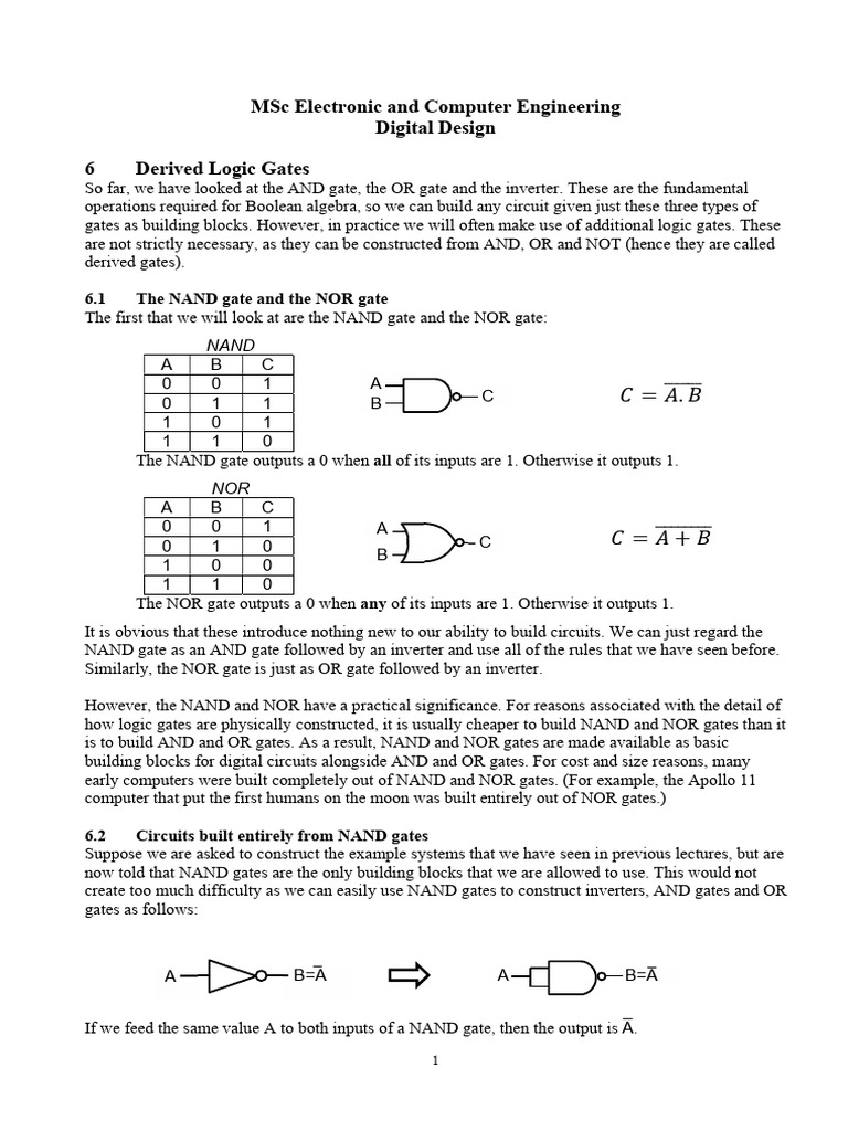 Derived Logic Gates Explained | PDF | Logic Gate | Integrated Circuit