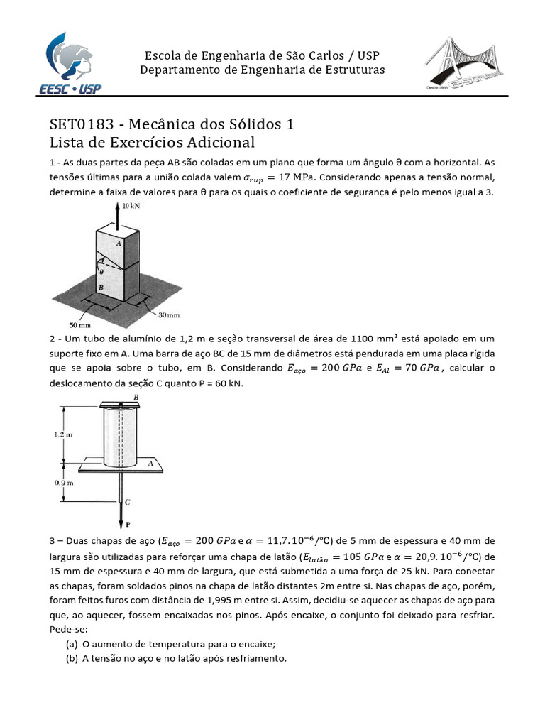 Lista 1.1 - Esforço axial | PDF