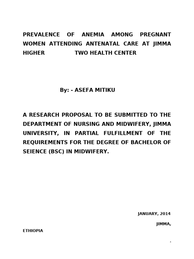 Anemia Prevalence in Pregnant Women at Jimma | PDF | Anemia | Pregnancy