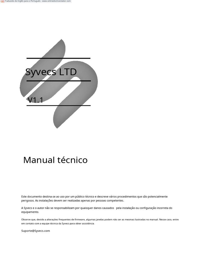 Syvecs Manual V1.1.en - PT | PDF | Relé | Interfaces gráficas do usuário