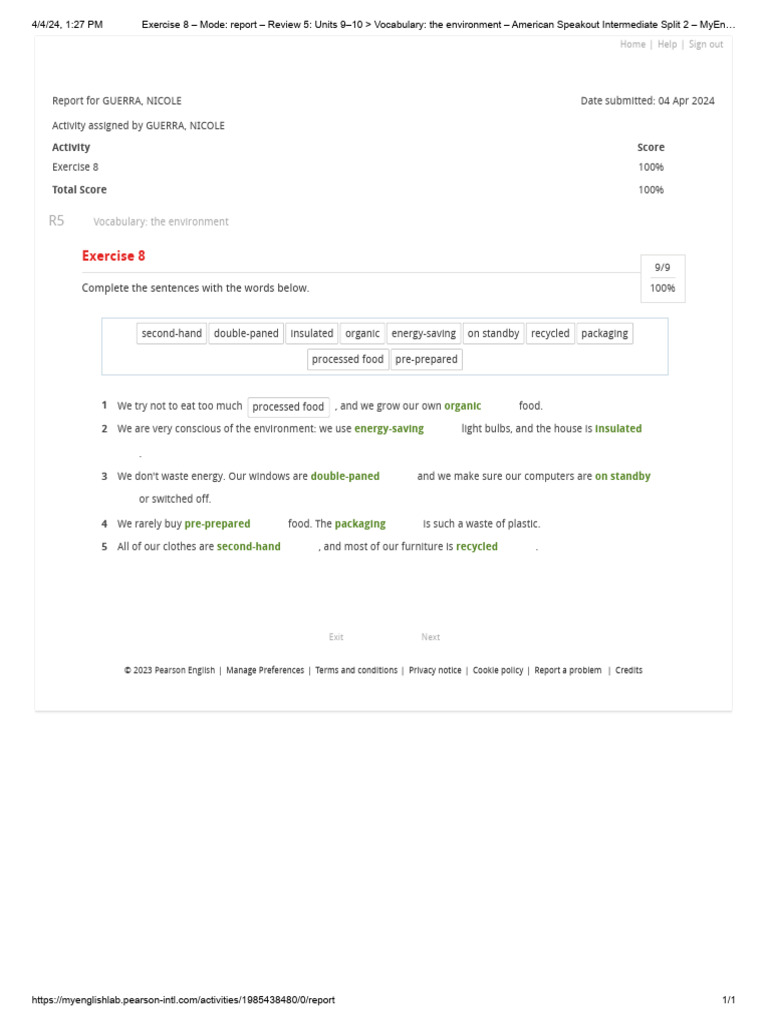 Exercise 8 - Mode - Report - Review 5 - Units 9-10 - Vocabulary - The ...