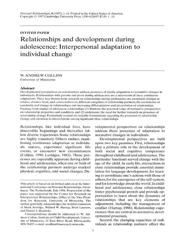 Adolescent Relationships and Change | PDF | Adolescence | Puberty