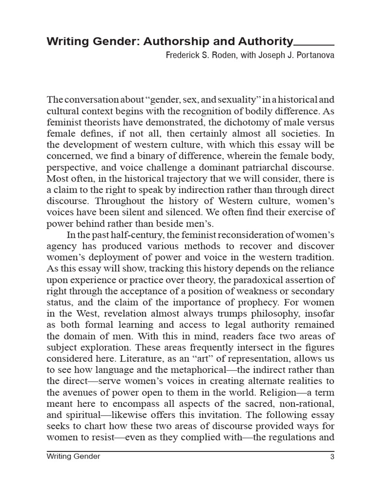 Gender and Authority in Western Literature | PDF | Feminism | Gender ...