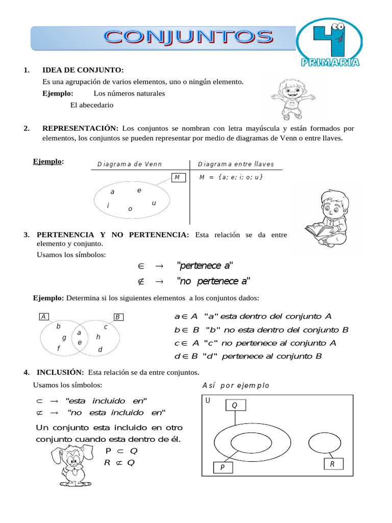 Clases de Conjuntos para Cuarto Grado | PDF | Conjunto (Matemáticas ...