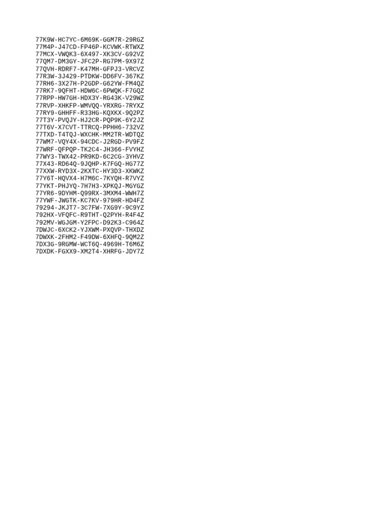Unique Code List for Reference | PDF